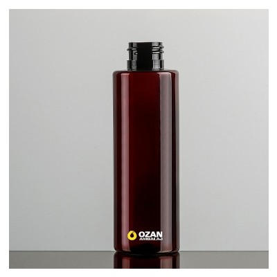   150 ml Amber Silindir K�t Plastik Pet �i�e Siyah Parmak Sprey ve Siyah Disctop Kapak