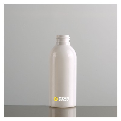  150 ml Beyaz Boston Yuvarlak Plastik Pet �i�e Beyaz Parmak Spreyli ve Beyaz Disctop Kapak