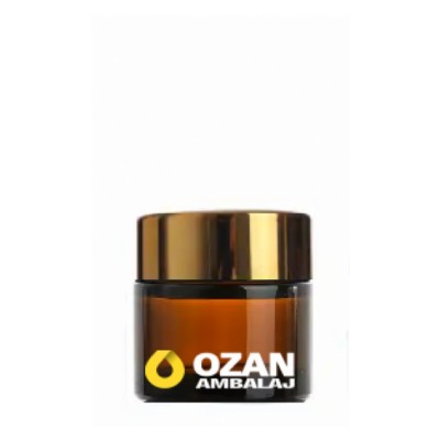 10 ml Amber Krem Kavanozu Beyaz �� T�pal� Gold Contal� Kapak 