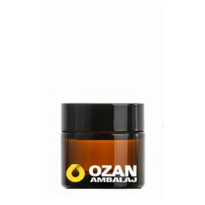 10 ml Amber Krem Kavanozu Beyaz �� T�pal� Siyah Contal� Kapak 