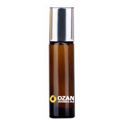 10 ml Amber Rollon �i�esi �elik Bilyeli G�m�� Kapakl�