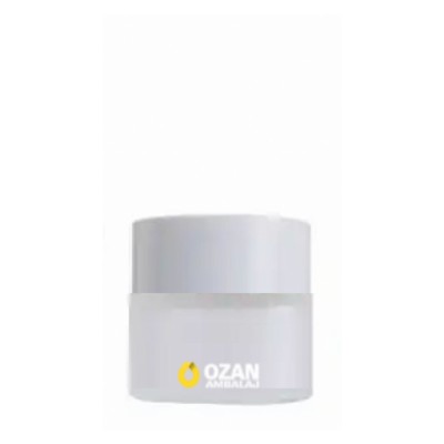 10 ml Buzlu Cam Krem Kavanozu Beyaz Kapak Toptan