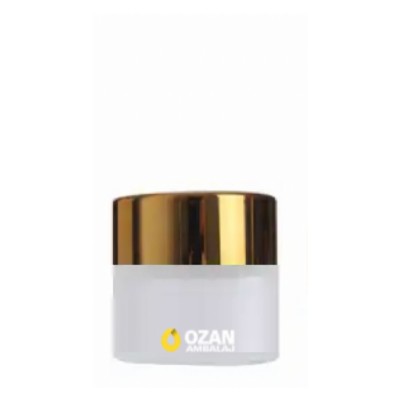 10 ml Buzlu Cam Krem Kavanozu Gold Kapak Toptan