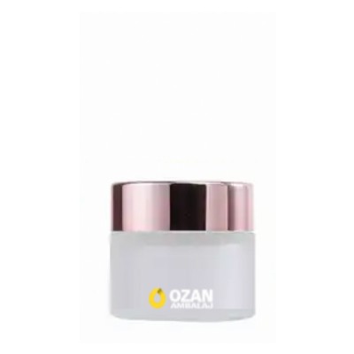10 ml Buzlu Cam Krem Kavanozu Rose Gold Kapak Toptan