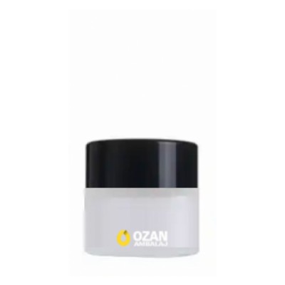 10 ml Buzlu Cam Krem Kavanozu Siyah Kapak Toptan