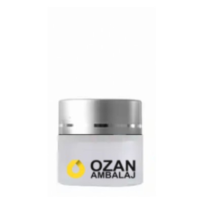 10 ml Buzlu Krem Kavanozu Beyaz �� T�pal� G�m�� Contal� Kapak 