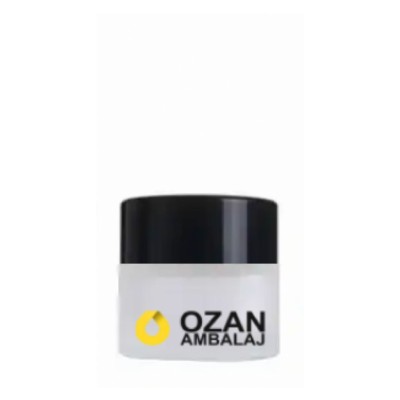 10 ml Buzlu Krem Kavanozu Beyaz �� T�pal� Siyah Contal� Kapak 