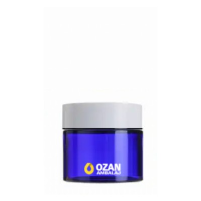 10 ml Mavi Cam Krem Kavanozu Beyaz Kapak Toptan