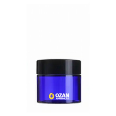 10 ml Mavi Cam Krem Kavanozu Siyah Kapak Toptan
