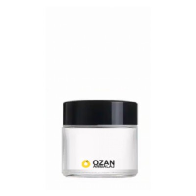 10 ml �effaf Cam Krem Kavanozu Siyah Kapak Toptan