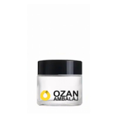 10 ml �effaf Krem Kavanozu Beyaz �� T�pal� Siyah Contal� Kapak 