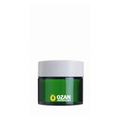 10 ml Ye�il Cam Krem Kavanozu Beyaz Kapak Toptan