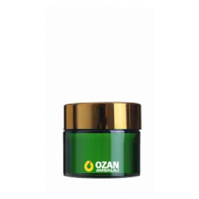 10 ml Ye�il Cam Krem Kavanozu Gold Kapak Toptan