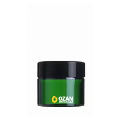 10 ml Ye�il Cam Krem Kavanozu Siyah Kapak Toptan