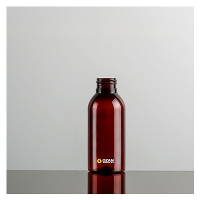 100 ml  Amber Boston Yuvarlak Plastik Pet �i�e  Siyah Parmak  Sprey ve  Siyah Fliptop Kapak 