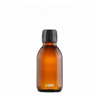 100 ml Amber Cam Ecza �urup �i�esi Siyah Kilitli Kapak 28 pp