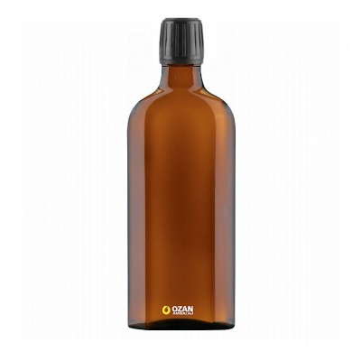 100 ml Amber Cam Kare Ecza �urup �i�esi Siyah Kilitli Kapak 25 pp