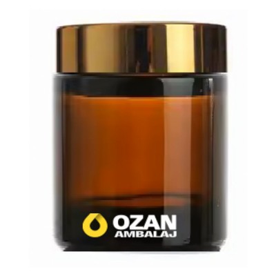 100 ml Amber Krem Kavanozu Beyaz �� T�pal� Gold Contal� Kapak