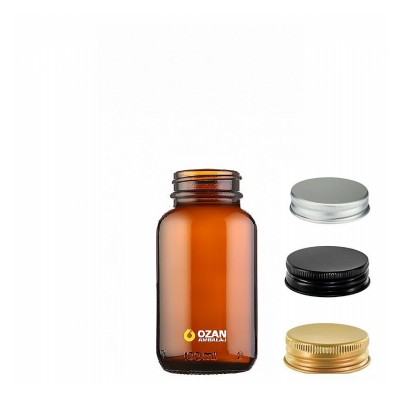 100 ml Amber Tablet Ve Kaps�l �i�esi Metal kapak Plastik Kapak