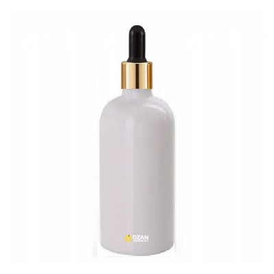 100 ml Beyaz Cam �i�e Gold Siyah Damlal�k Toptan �thal