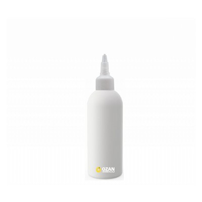 100 ml Beyaz Polietilen �i�e Beyaz Asans�r Kapakl� Boston HDPE �i�e