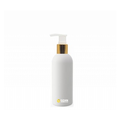 100 ml Beyaz Polietilen �i�e Gold Pompal� Boston HDPE �i�e