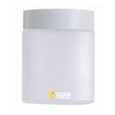 100 ml Buzlu Cam Krem Kavanozu Beyaz Kapak Toptan