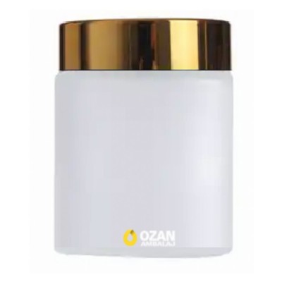 100 ml Buzlu Cam Krem Kavanozu Gold Kapak Toptan