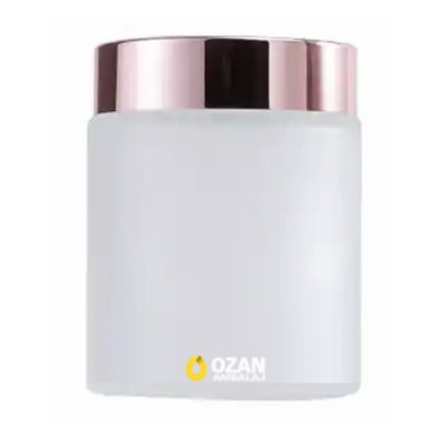 100 ml Buzlu Cam Krem Kavanozu Rose Gold Kapak Toptan