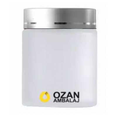 100 ml Buzlu Krem Kavanozu Beyaz �� T�pal� G�m�� Contal� Kapak