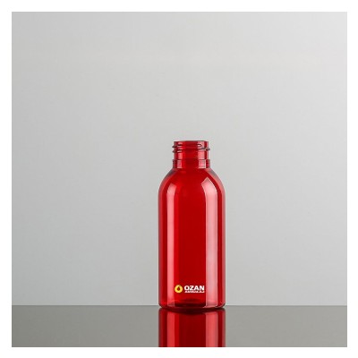 100 ml  K�rm�z� Boston Yuvarlak Plastik Pet �i�e  Siyah  Parmak  Sprey ve  Siyah Fliptop Kapak 