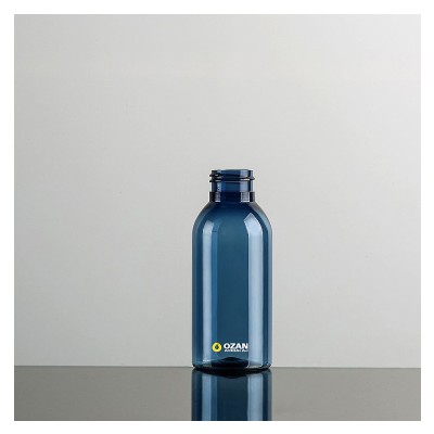 100 ml  Mavi Boston Yuvarlak Plastik Pet �i�e  Siyah  Parmak  Sprey ve  Siyah Fliptop Kapak 