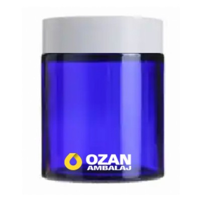 100 ml Mavi Krem Kavanozu Beyaz �� T�pal� Beyaz Contal� Kapak