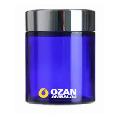 100 ml Mavi Krem Kavanozu Beyaz �� T�pal� G�m�� Contal� Kapak