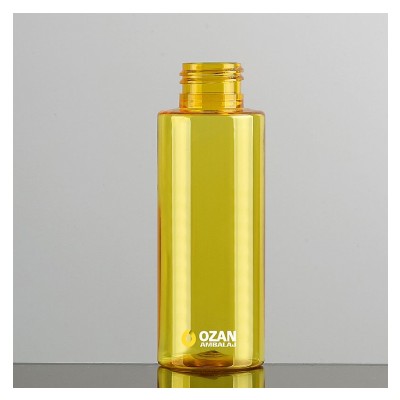 100 ml Sar� Silindir K�t Plastik Pet �i�e Siyah Parmak Sprey ve Siyah Fliptop Kapak