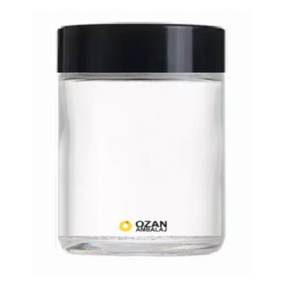100 ml �effaf Cam Krem Kavanozu Siyah Kapak Toptan