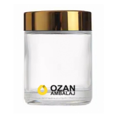100 ml �effaf Krem Kavanozu Beyaz �� T�pal� Gold Contal� Kapak