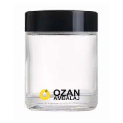 100 ml �effaf Krem Kavanozu Beyaz �� T�pal� Siyah Contal� Kapak