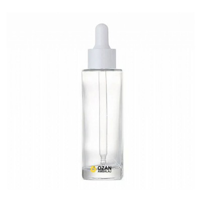 100 ml �effaf Silindir Cam �i�e Beyaz Damlal�kl� 