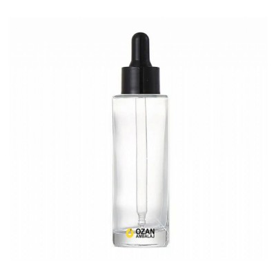 100 ml �effaf Silindir Cam �i�e Siyah Damlal�kl� 
