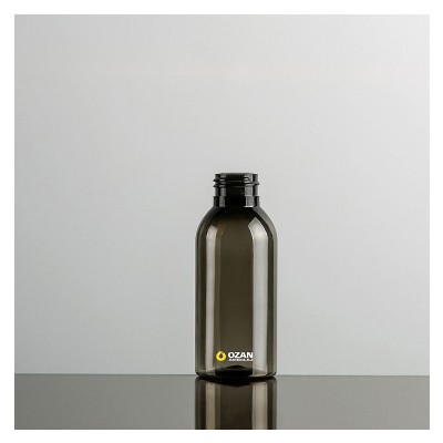 100 ml  �effaf Siyah Boston Yuvarlak Plastik Pet �i�e  Siyah  Parmak  Sprey ve  Siyah Fliptop Kapak 