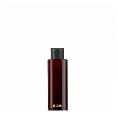 100 ml Toptan Amber Silindir Pet �i�e Siyah Fliptop Kapak