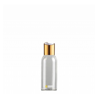 100 ml Toptan �effaf Pet �i�e Gold Beyaz Disctop Kapak