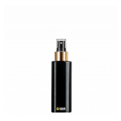 100 ml Toptan Siyah Silindir Pet �i�e Gold Siyah Parmak Spreyli
