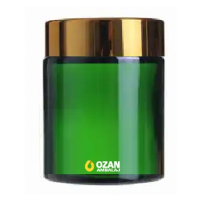 100 ml Ye�il Cam Krem Kavanozu Gold Kapak Toptan