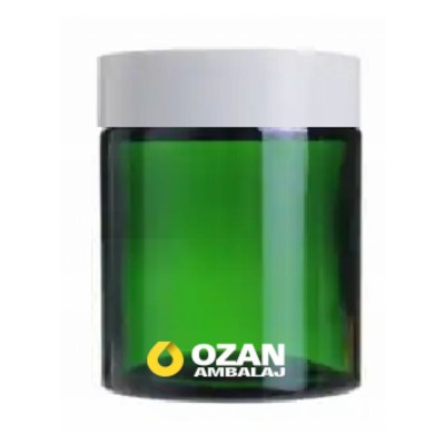 100 ml Ye�il Krem Kavanozu Beyaz �� T�pal� Beyaz Contal� Kapak