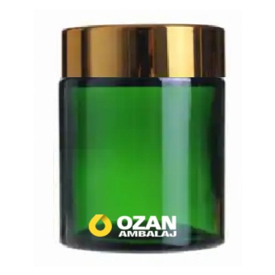 100 ml Ye�il Krem Kavanozu Beyaz �� T�pal� Gold Contal� Kapak