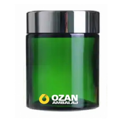 100 ml Ye�il Krem Kavanozu Beyaz �� T�pal� G�m�� Contal� Kapak