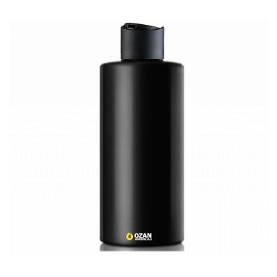 1000 ml Siyah Polietilen �i�e Siyah Disctop Kapakl� Silindir HDPE �i�e
