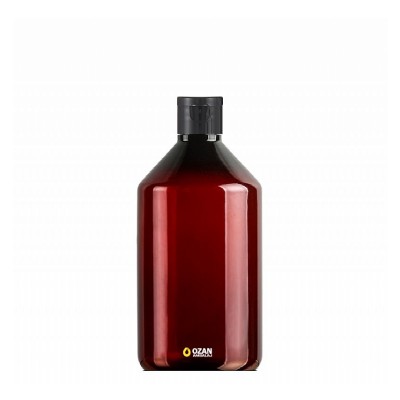 1000 ml Toptan Amber Konik Pet �i�e Siyah Fliptop Kapak